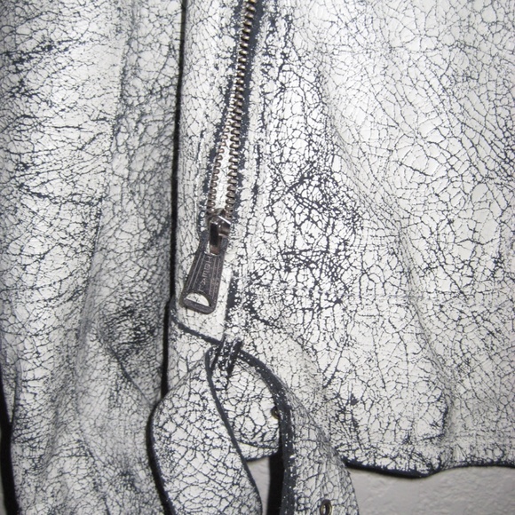 R13 Cracked White Leather Jacket Size XS/S - Picture 4 of 8